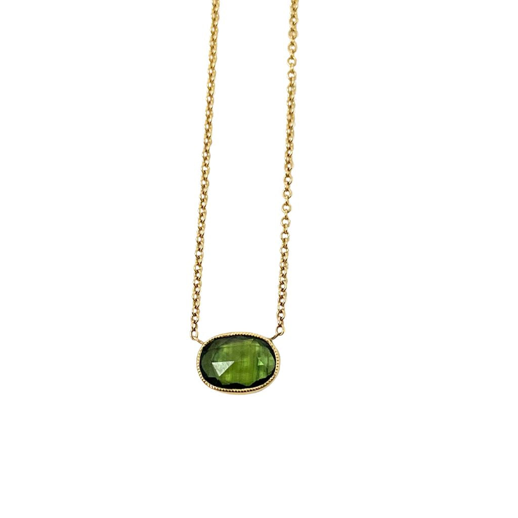 Horizontal + Green Sapphire Necklace