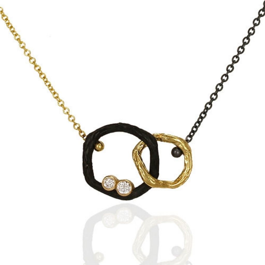 Pebble Diamond Double Link Necklace + Small