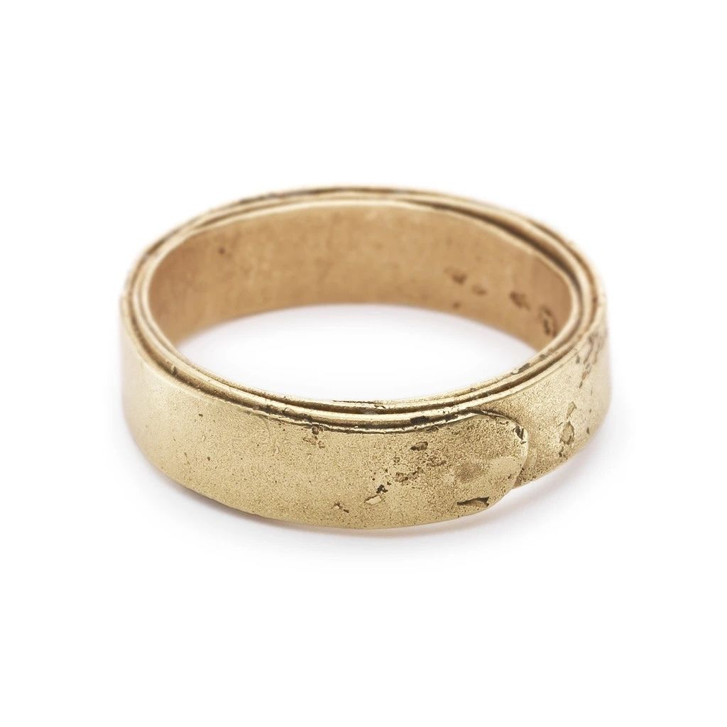 Men's Wrap Wedding Band in Textured Yellow Gold