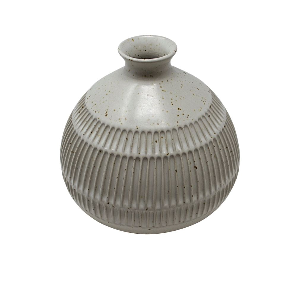 Handmade Ceramic Tulip Vase + Speckled White