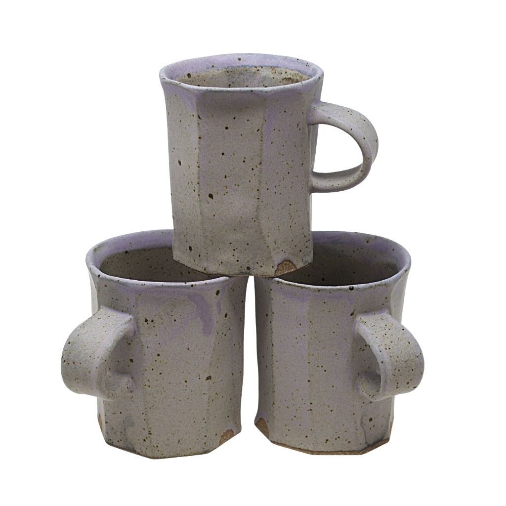 Handmade Ceramic Facet Mug + Lavendar