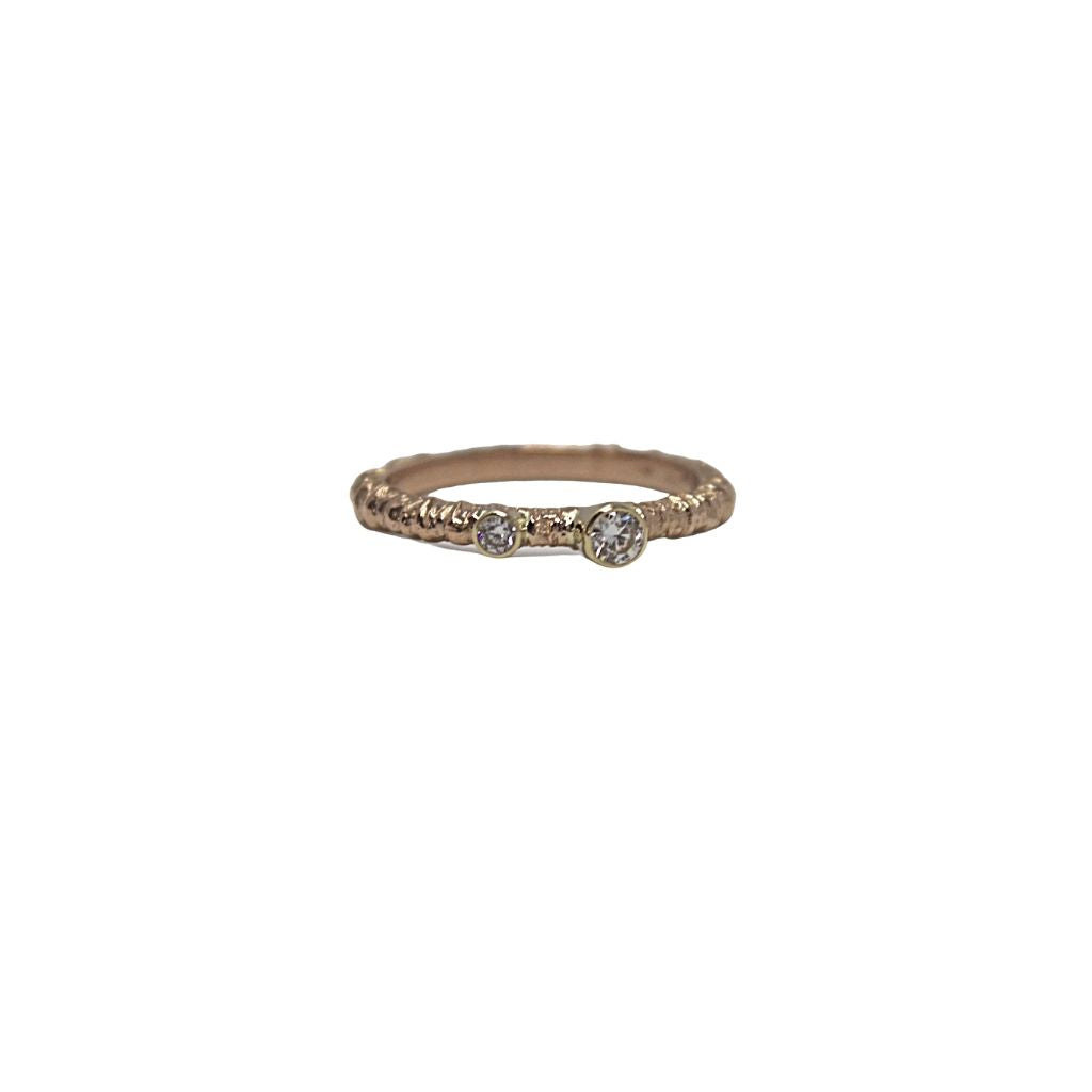 Rose Gold Aspen Stacking Ring + 2 Diamonds