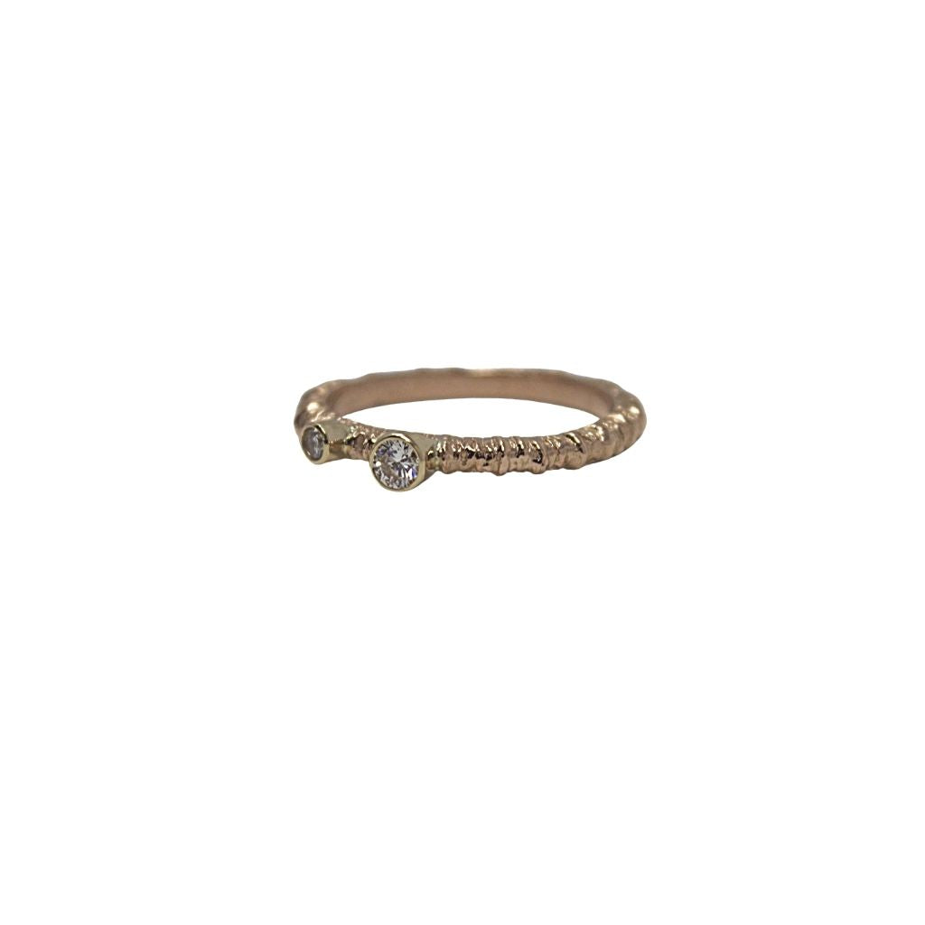 Rose Gold Aspen Stacking Ring + 2 Diamonds