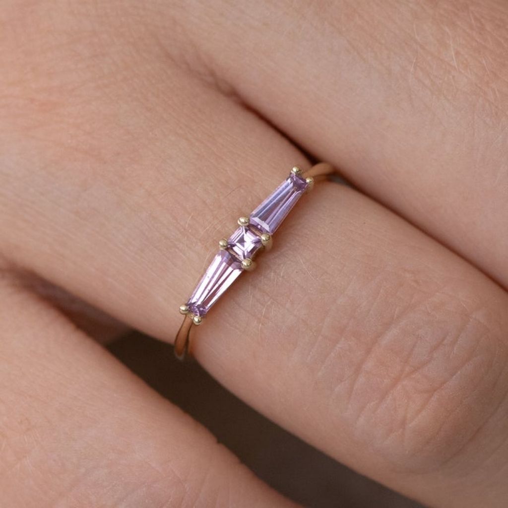 Lilac Sapphire Baguette Ring