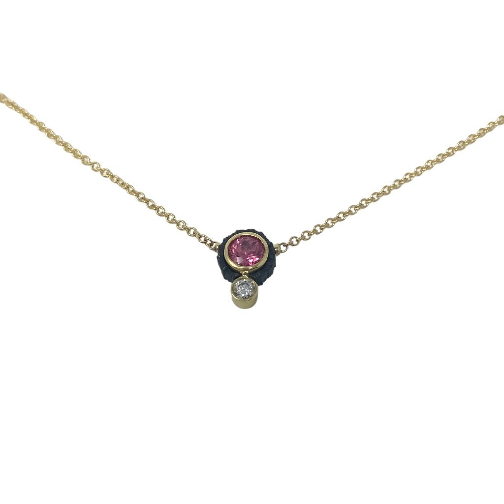 Chroma Two Stone Pendant + Peach Spinel + White Diamond