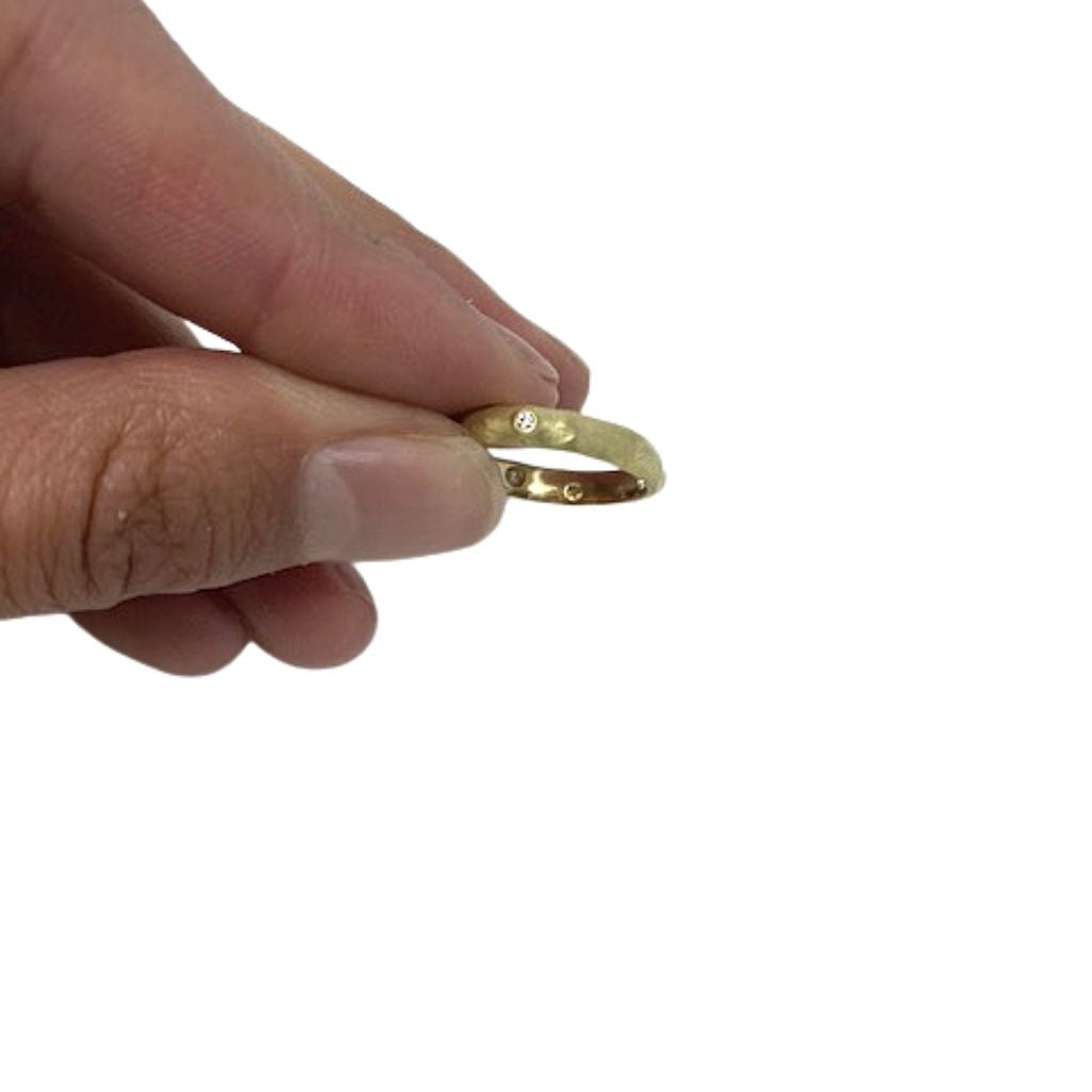 Handmade Wide Band + White Diamonds