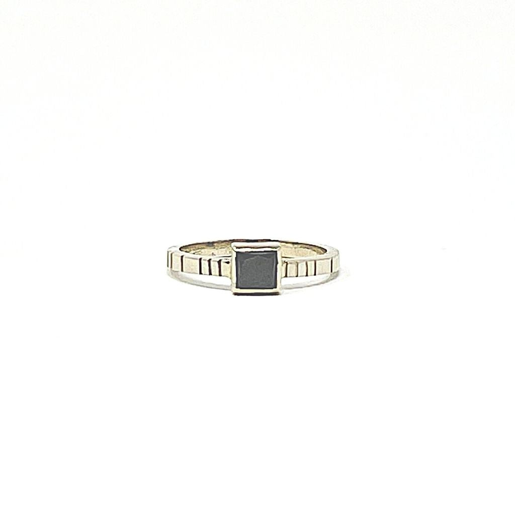 Black Diamond Solitaire Ring + White Gold