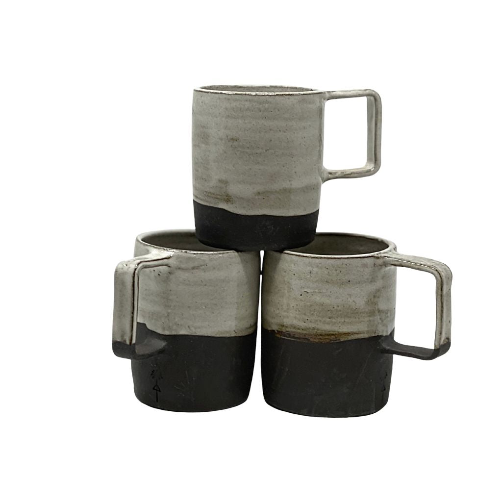 Medium Gray + Beige Ceramic Mug