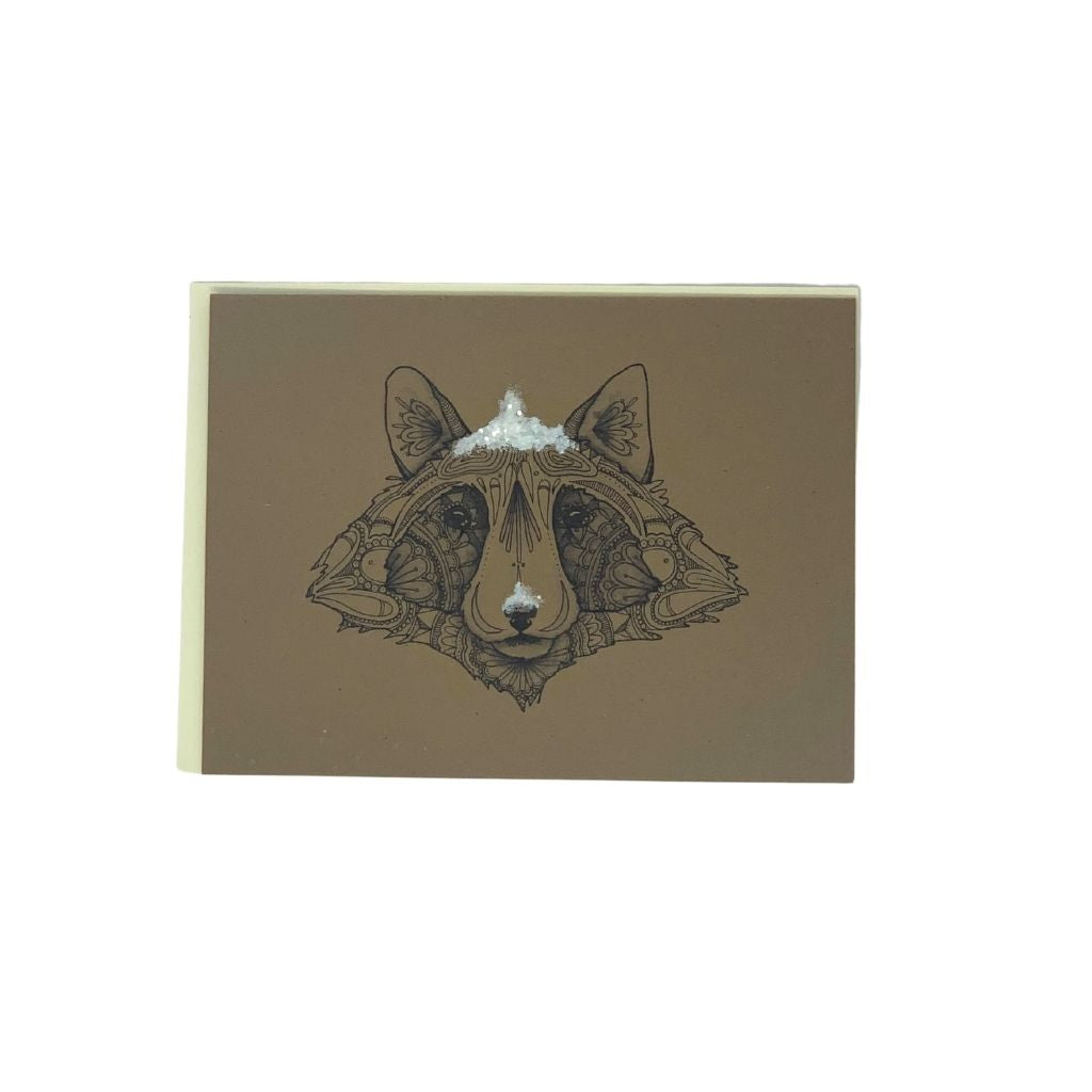 Snowy Raccoon Winter Card pack of 6