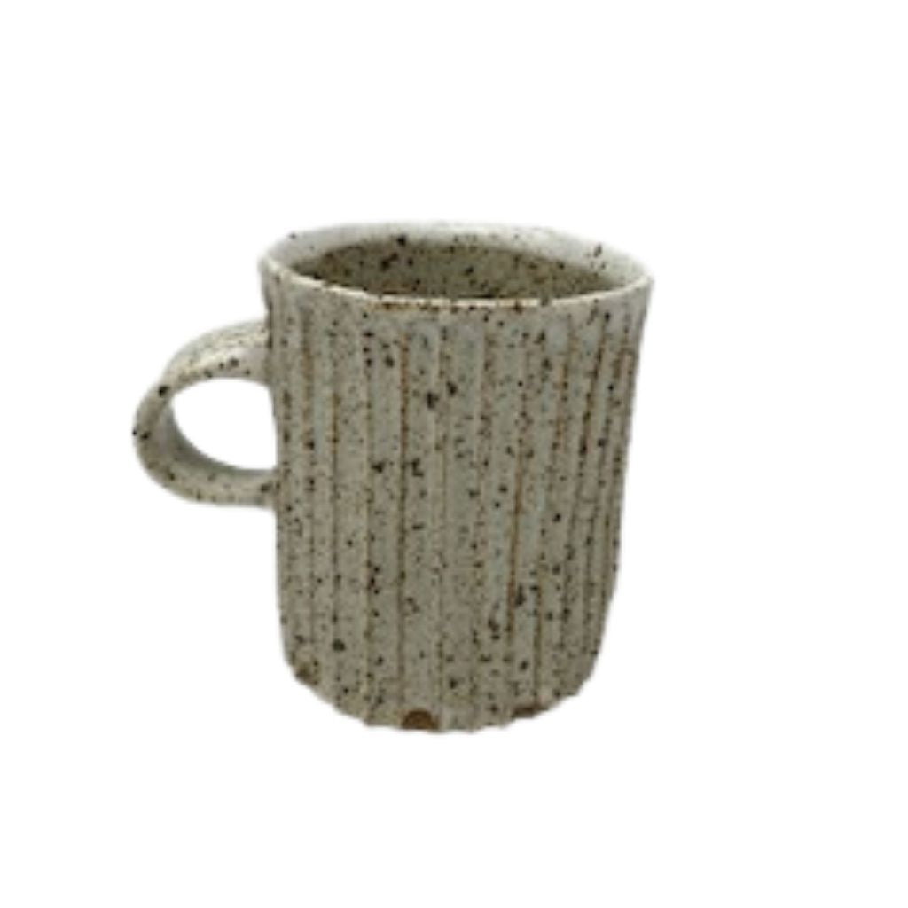 Handmade Ceramic Column Mug + Spotty White