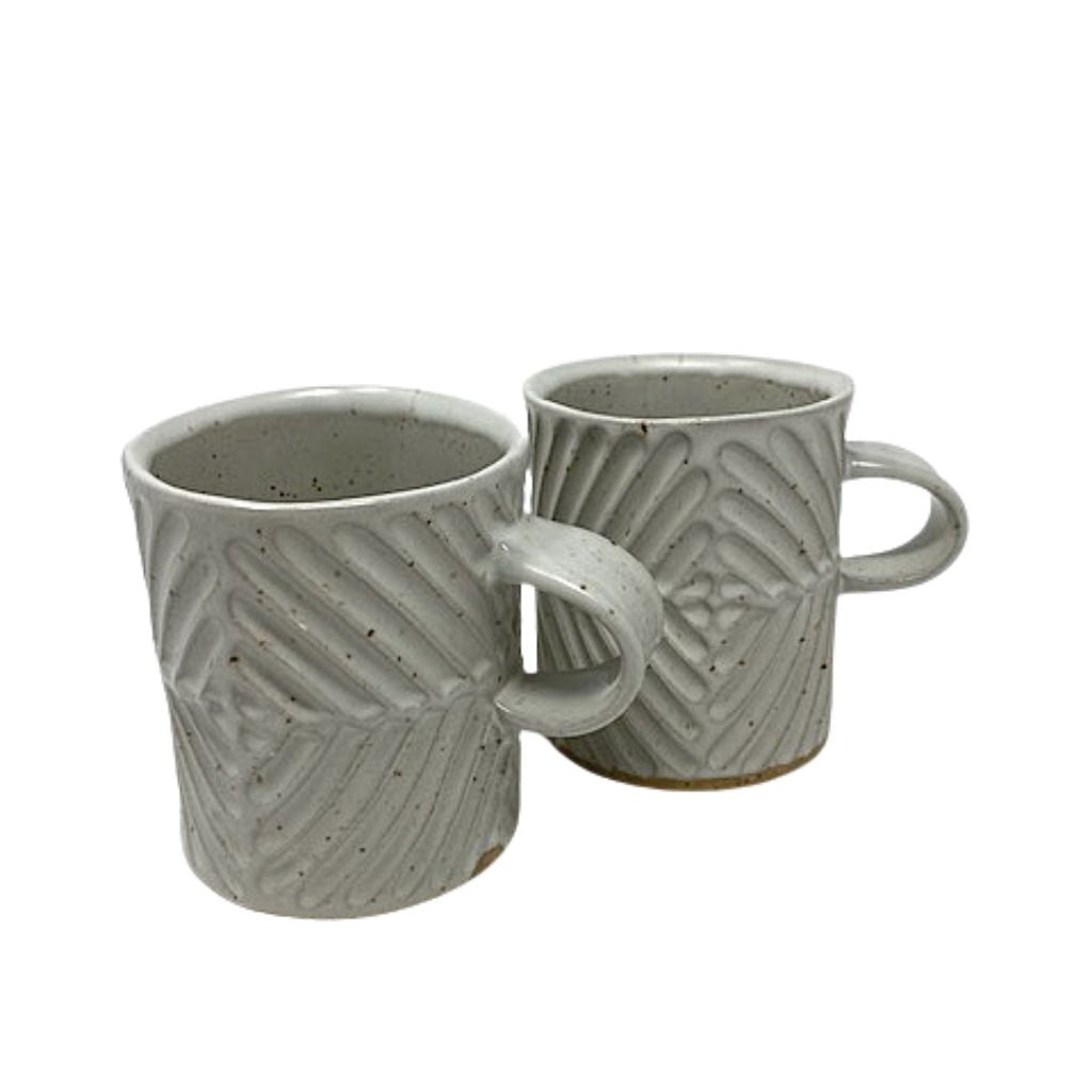 Handmade Ceramic Diamod Pattern Mug + White