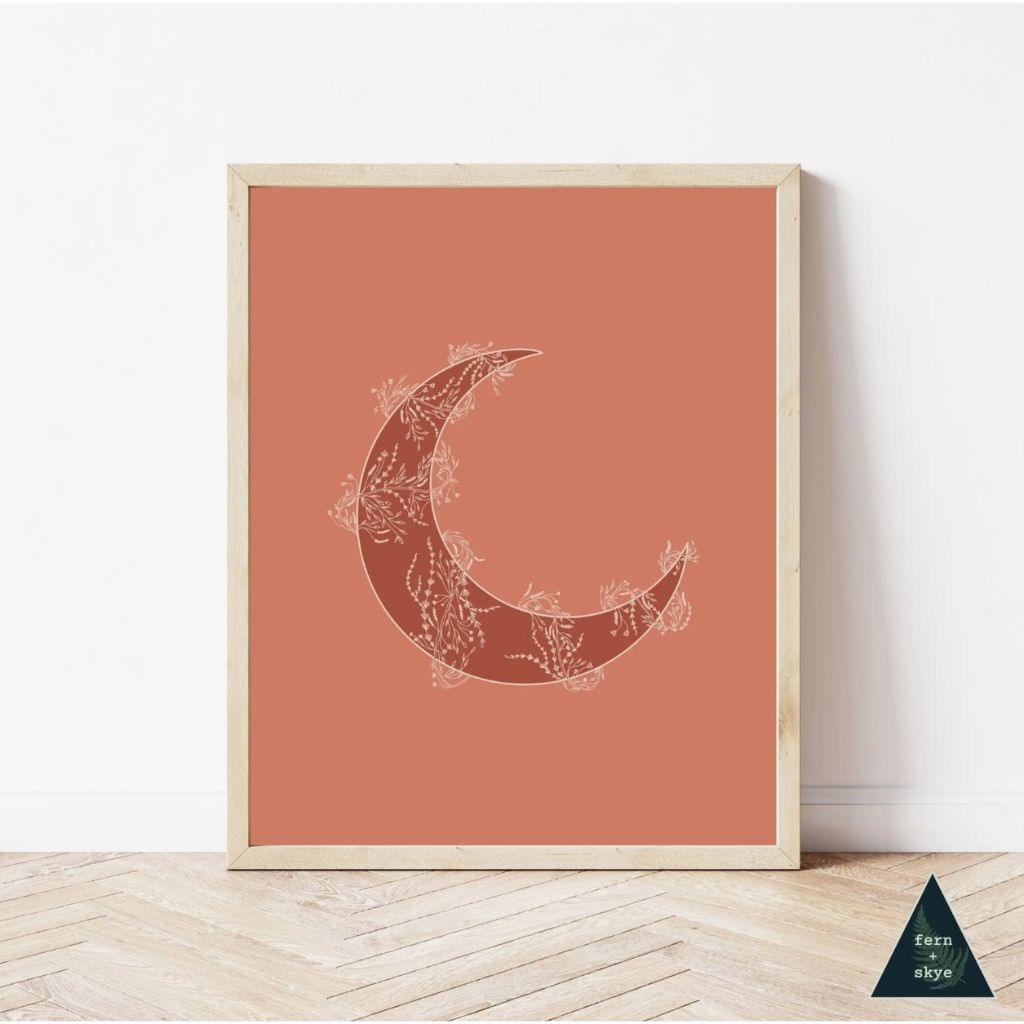 Moon + Vine Print in Red