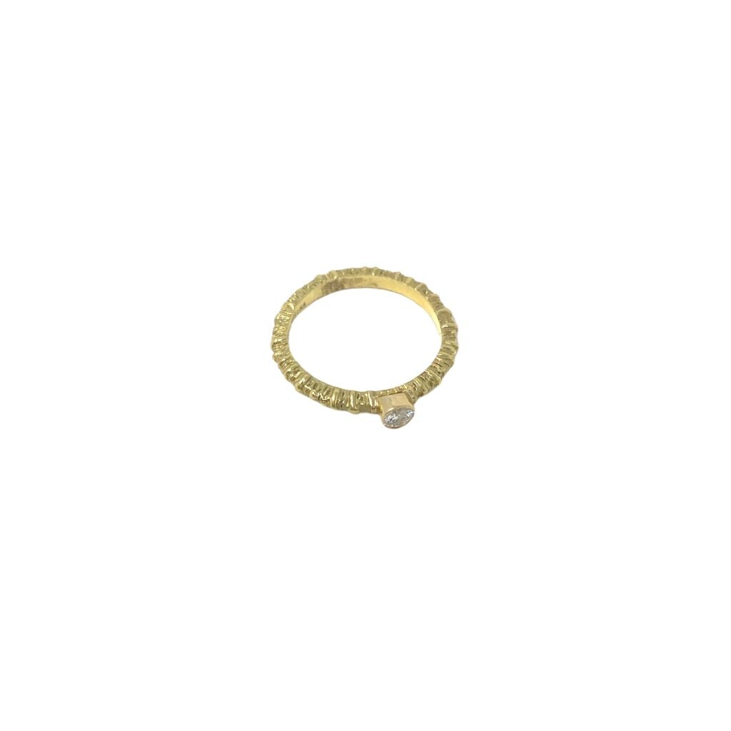 Aspen Stacking Ring + White Diamond + 18k Yellow Gold