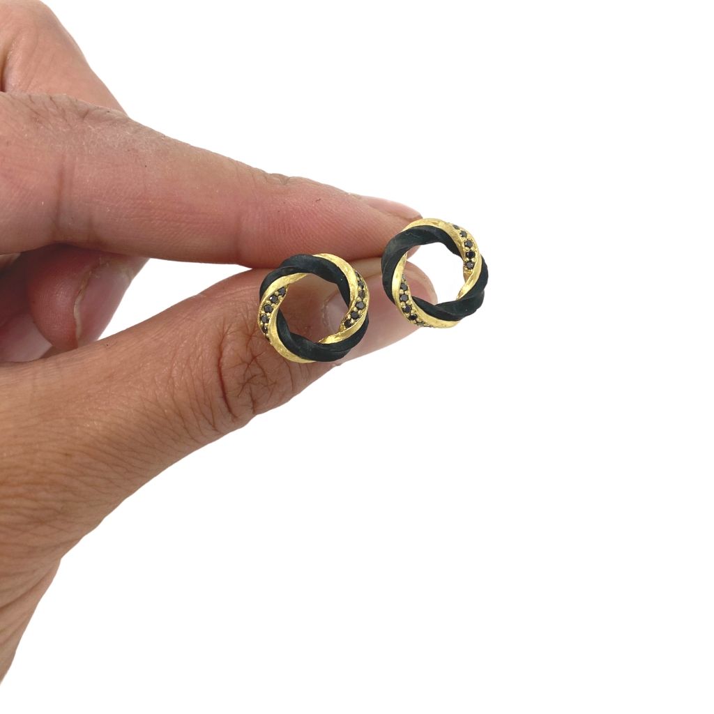 Eclipse Black Diamond Stud Earrings