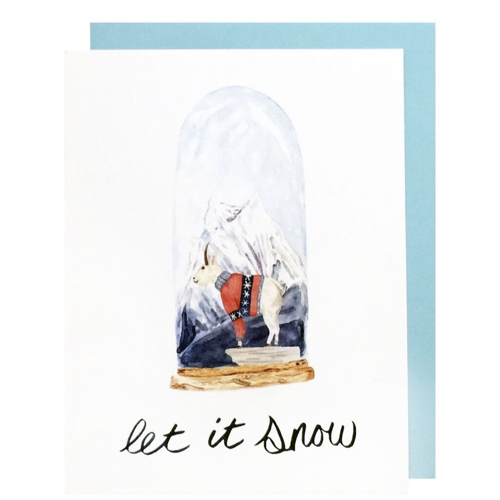 Mountain Goat Snow Globe Card