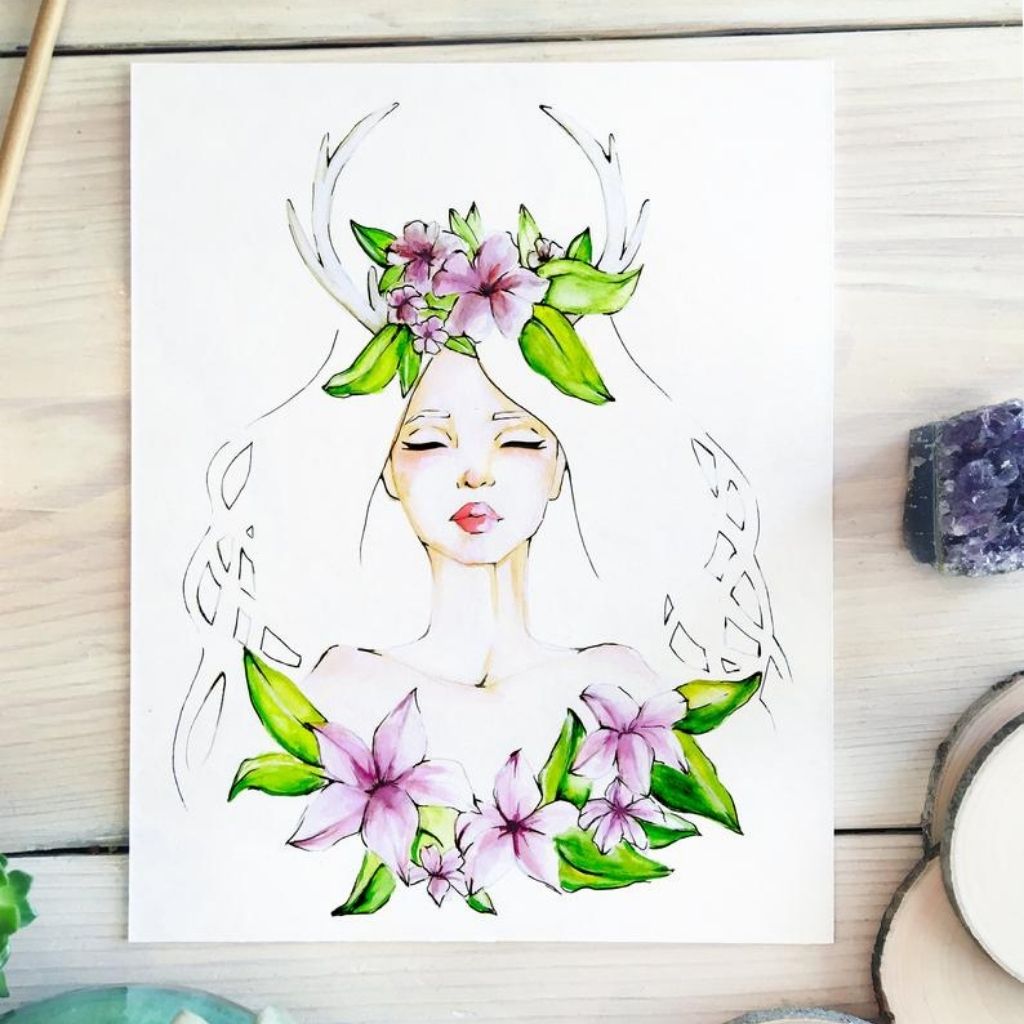 Flower Goddess Watercolor Card