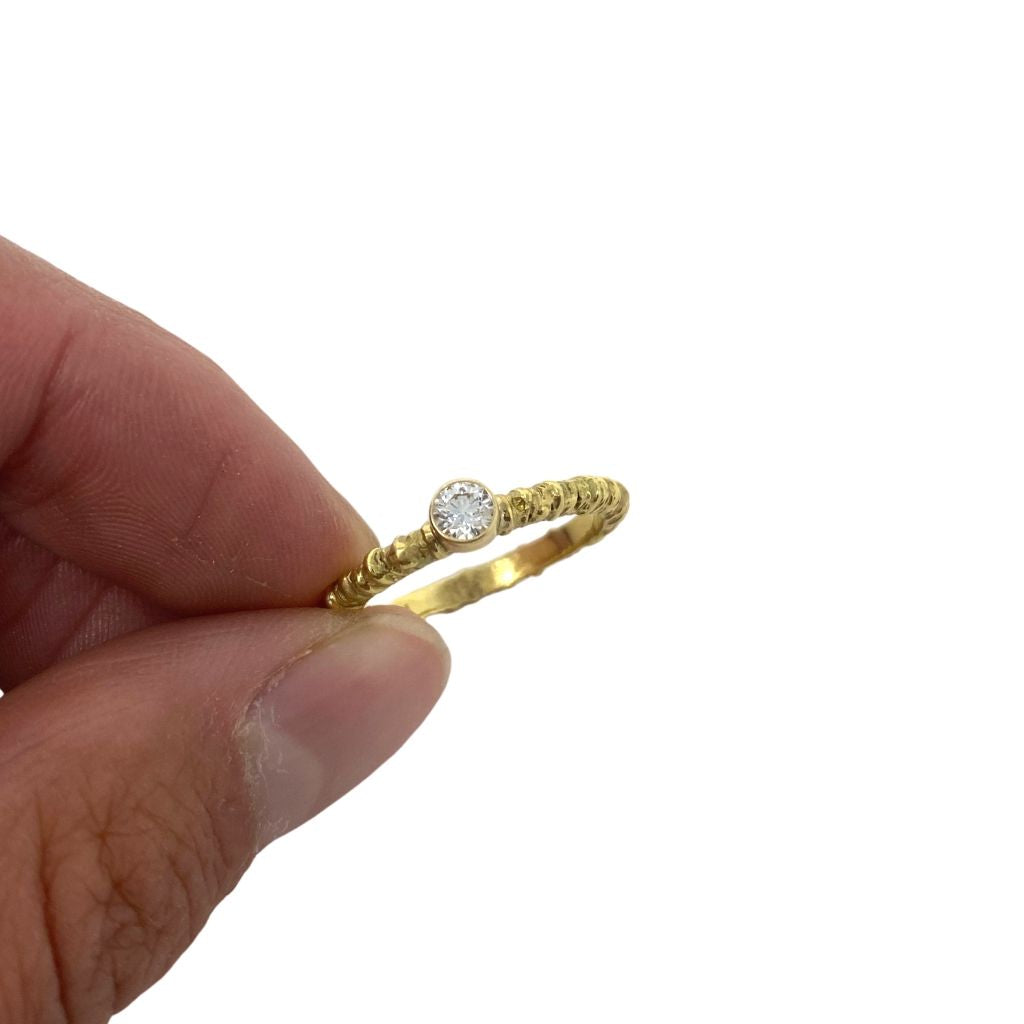 Aspen Stacking Ring + White Diamond + 18k Yellow Gold