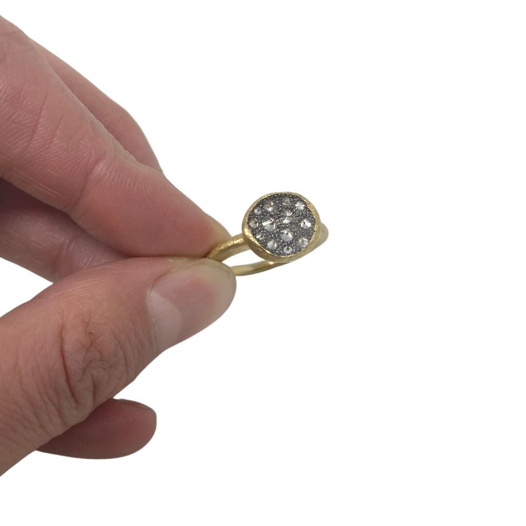 Gold Crater Ring + Inverted Diamonds